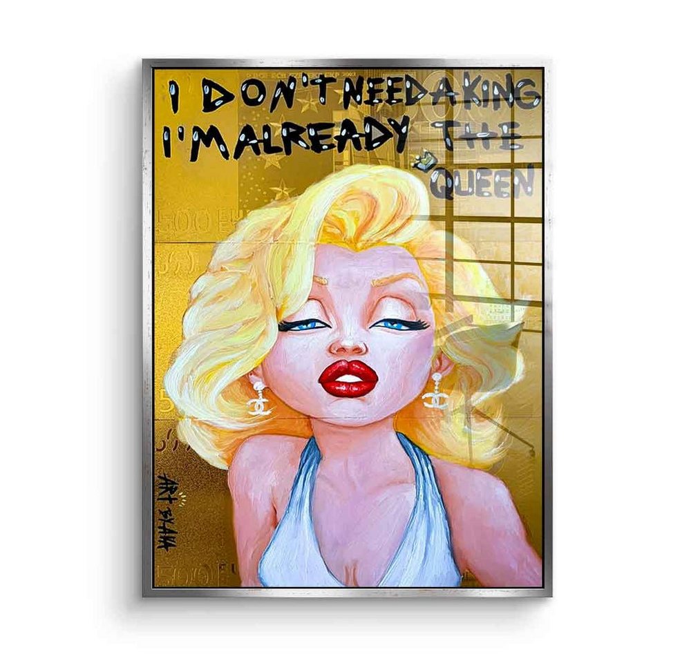 DOTCOMCANVAS® Acrylglasbild Queen Marilyn - Acrylglas, Acrylglasbild Queen Marilyn Monroe feministisches Bild Comic gelb gold von Dotcomcanvas