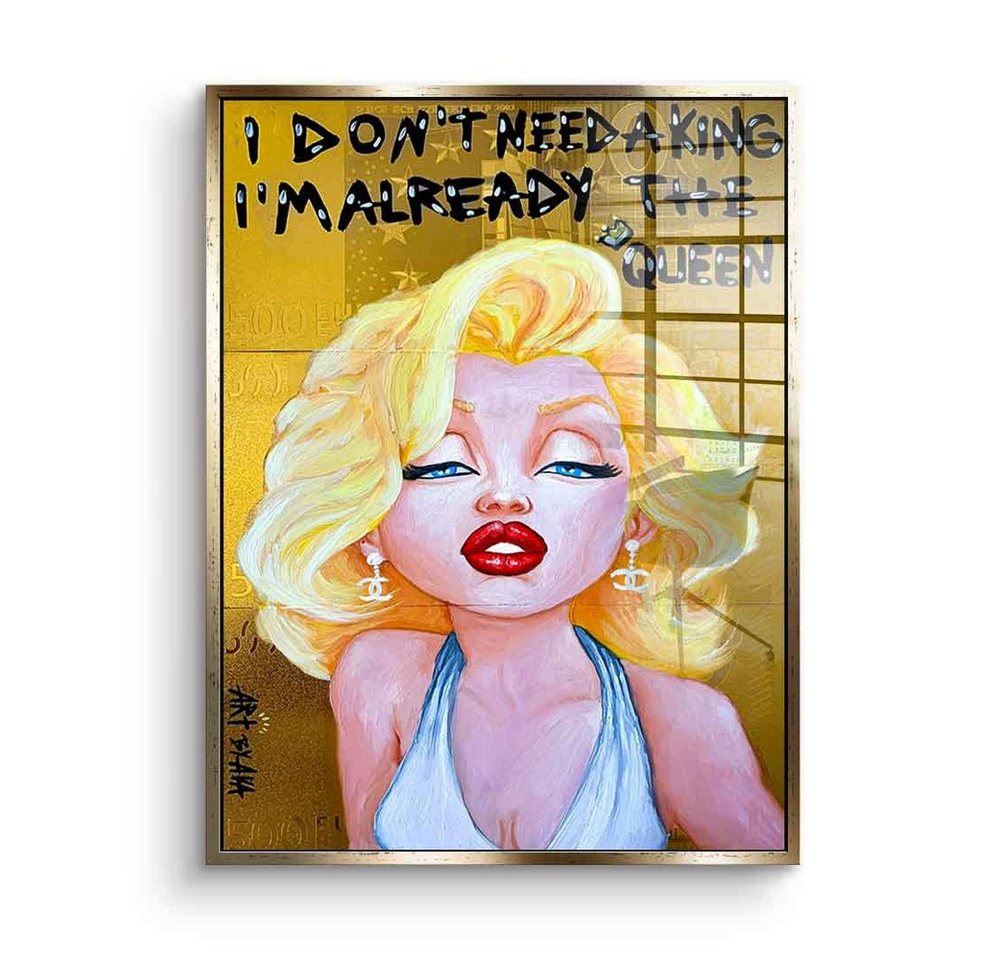 DOTCOMCANVAS® Acrylglasbild Queen Marilyn - Acrylglas, Acrylglasbild Queen Marilyn Monroe feministisches Bild Comic gelb gold von Dotcomcanvas