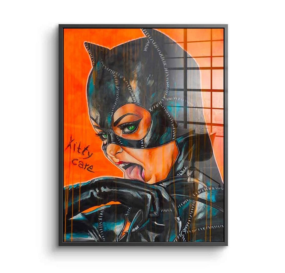 DOTCOMCANVAS® Acrylglasbild Kitty Care - Acrylglas, Acrylglasbild Catwoman Porträt Comic Kitty Care hochkant schwarz orang von Dotcomcanvas