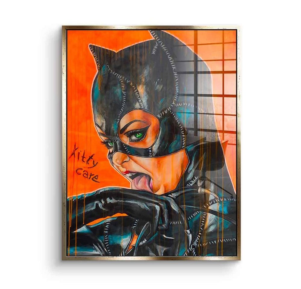 DOTCOMCANVAS® Acrylglasbild Kitty Care - Acrylglas, Acrylglasbild Catwoman Porträt Comic Kitty Care hochkant schwarz orang von Dotcomcanvas