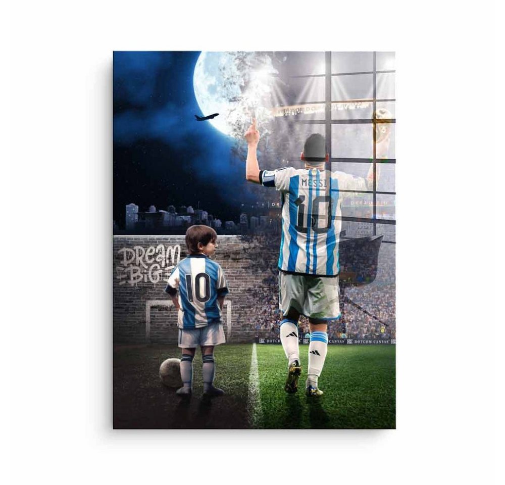 DOTCOMCANVAS® Acrylglasbild Leo Dream Big - Acrylglas, Acrylglasbild Lionel Messi 10 Leo Dream Big Fußball Erfolg Traum von Dotcomcanvas