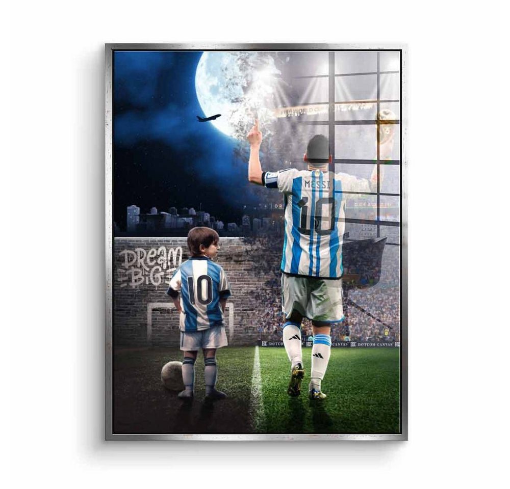 DOTCOMCANVAS® Acrylglasbild Leo Dream Big - Acrylglas, Acrylglasbild Lionel Messi 10 Leo Dream Big Fußball Erfolg Traum von Dotcomcanvas