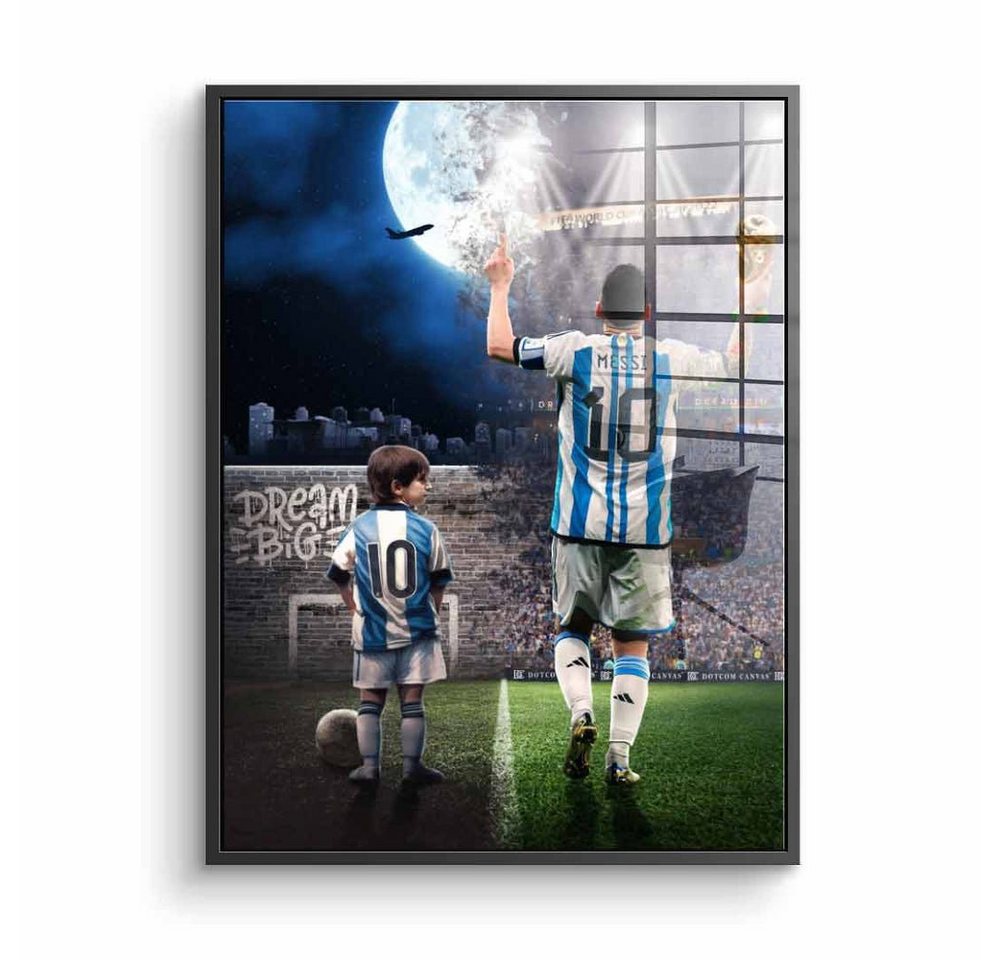 DOTCOMCANVAS® Acrylglasbild Leo Dream Big - Acrylglas, Acrylglasbild Lionel Messi 10 Leo Dream Big Fußball Erfolg Traum von Dotcomcanvas