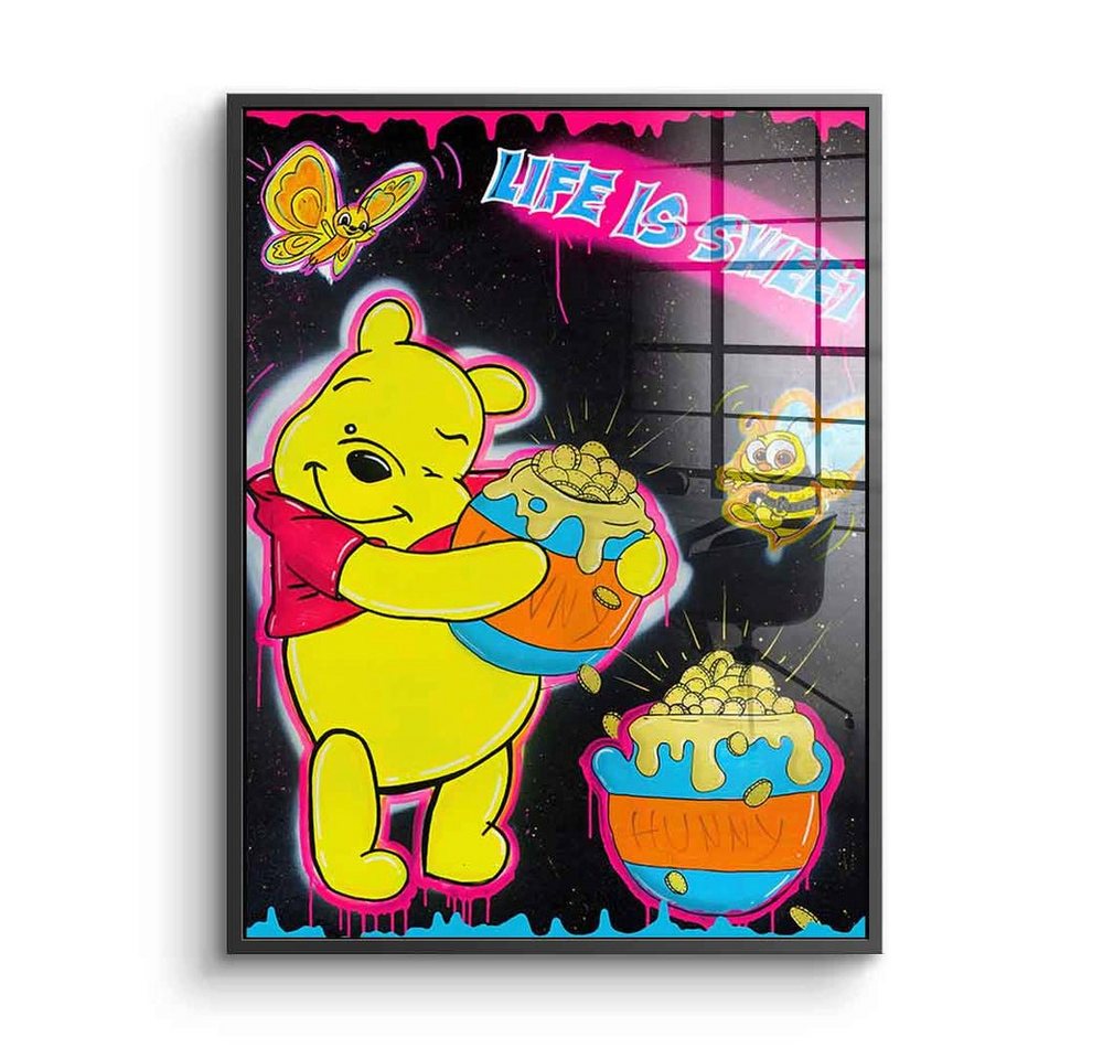 DOTCOMCANVAS® Acrylglasbild Life is Sweet - Acrylglas, Acrylglasbild Life is sweet Pu der Bär Winnie the Pooh Comic Pop Art von Dotcomcanvas