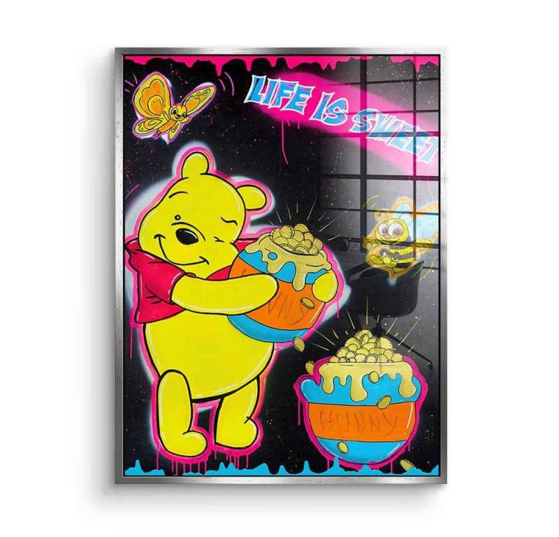 DOTCOMCANVAS® Acrylglasbild Life is Sweet - Acrylglas, Acrylglasbild Life is sweet Pu der Bär Winnie the Pooh Comic Pop Art von Dotcomcanvas