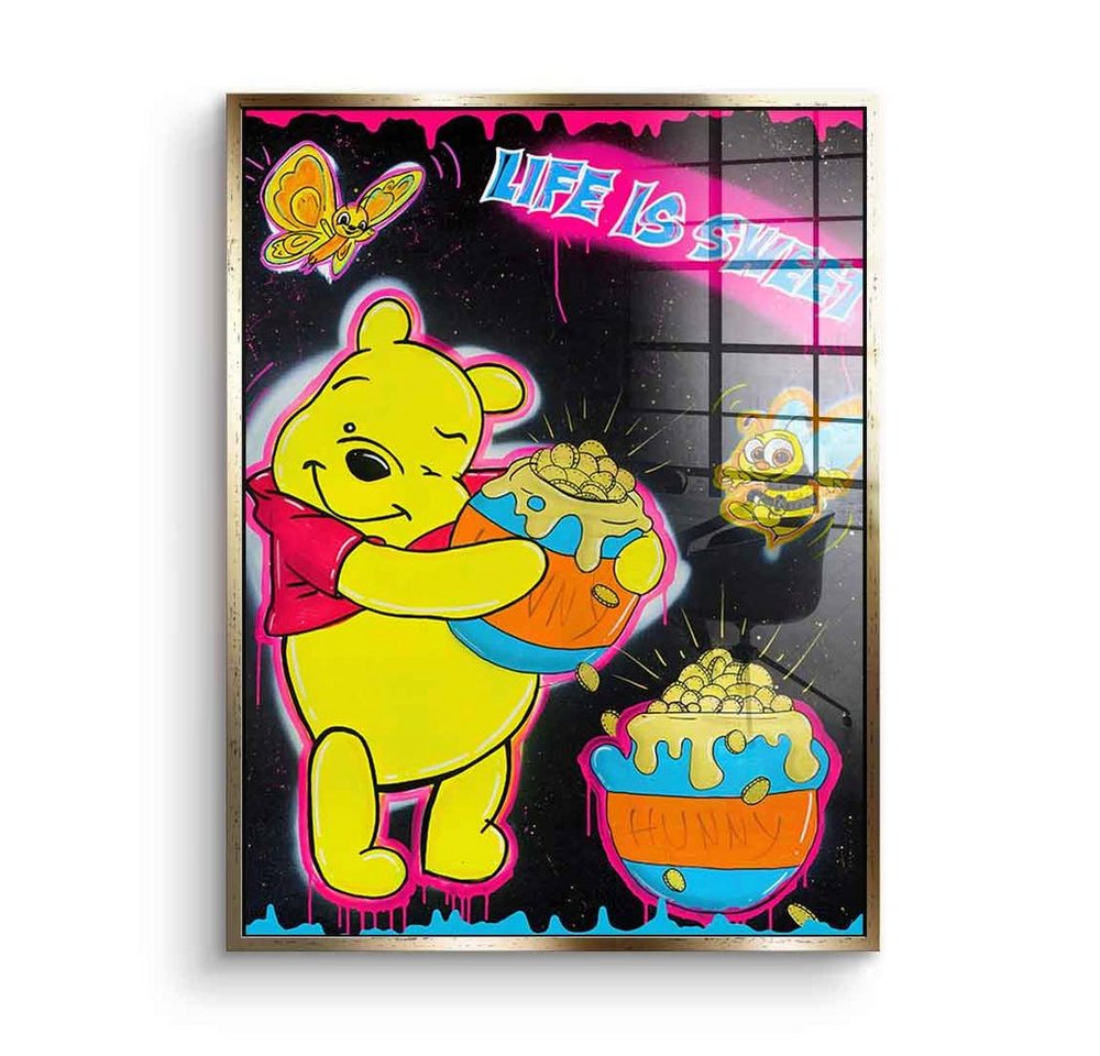 DOTCOMCANVAS® Acrylglasbild Life is Sweet - Acrylglas, Acrylglasbild Life is sweet Pu der Bär Winnie the Pooh Comic Pop Art von Dotcomcanvas