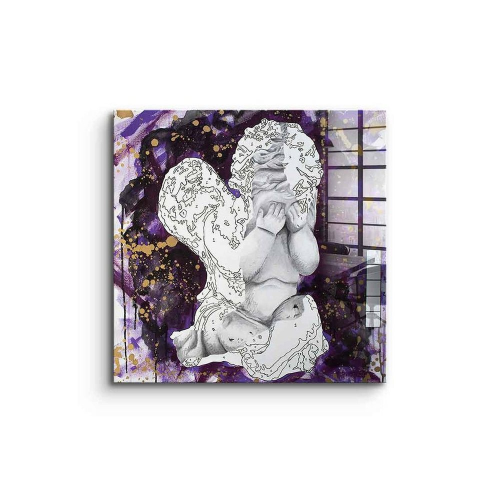 DOTCOMCANVAS® Acrylglasbild Lost Heart - Acrylglas, Acrylglasbild Lost Heart Pop Art Engel quadratisch square lila von Dotcomcanvas