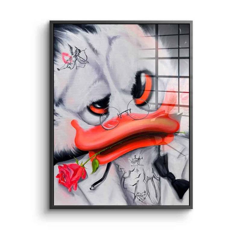DOTCOMCANVAS® Acrylglasbild Love Overdose - Acrylglas, Acrylglasbild Duck Pop Art Comic Love Overdose Porträt von Dotcomcanvas