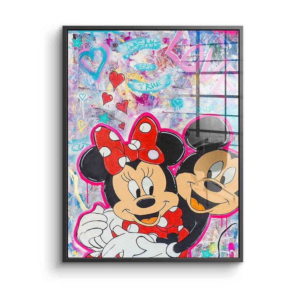 DOTCOMCANVAS® Acrylglasbild M Love - Acrylglas, Acrylglasbild Micky Maus Minnie Mouse Comic Pop Art Love von Dotcomcanvas