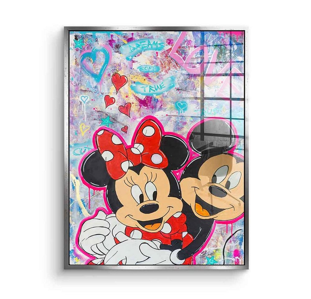 DOTCOMCANVAS® Acrylglasbild M Love - Acrylglas, Acrylglasbild Micky Maus Minnie Mouse Comic Pop Art Love von Dotcomcanvas