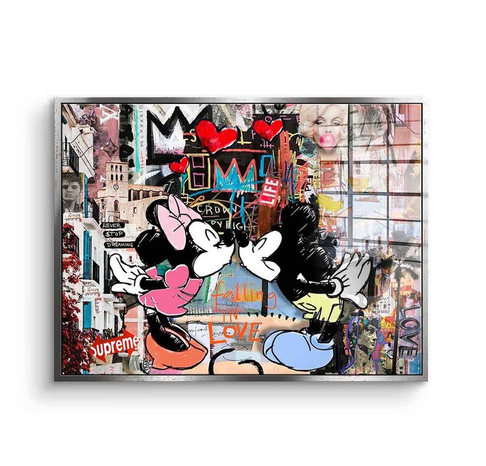 DOTCOMCANVAS® Acrylglasbild Kiss in Ibiza - Acrylglas, Acrylglasbild Kiss Ibiza Micky Maus Minnie Maus Pop Art comic collage von Dotcomcanvas