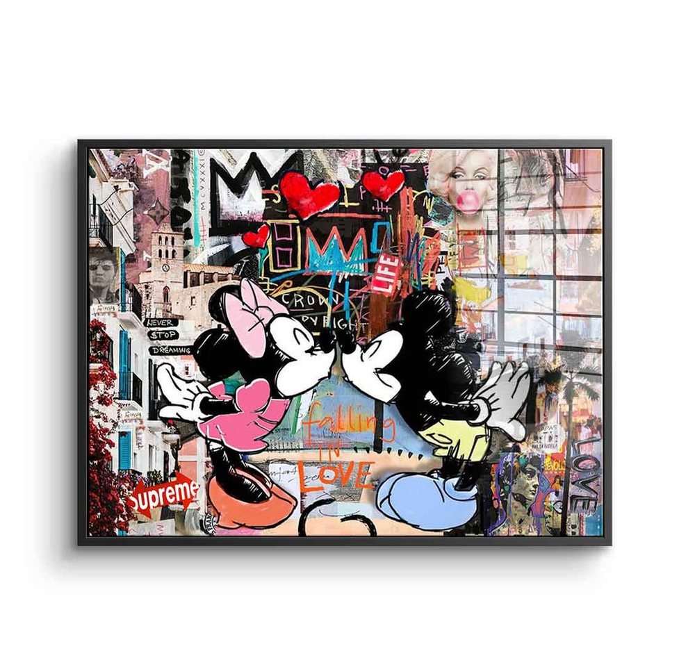 DOTCOMCANVAS® Acrylglasbild Kiss in Ibiza - Acrylglas, Acrylglasbild Kiss Ibiza Micky Maus Minnie Maus Pop Art comic collage von Dotcomcanvas