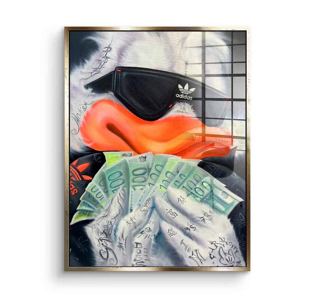 DOTCOMCANVAS® Acrylglasbild Counting Money - Acrylglas, Acrylglasbild Counting Money Duck comic Pop Art hochkant hustle von Dotcomcanvas
