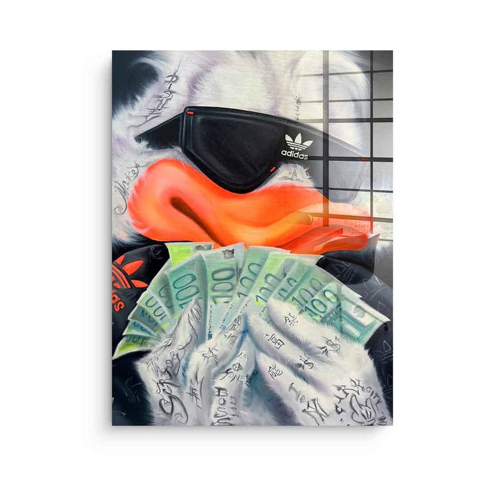 DOTCOMCANVAS® Acrylglasbild Counting Money - Acrylglas, Acrylglasbild Counting Money Duck comic Pop Art hochkant hustle von Dotcomcanvas