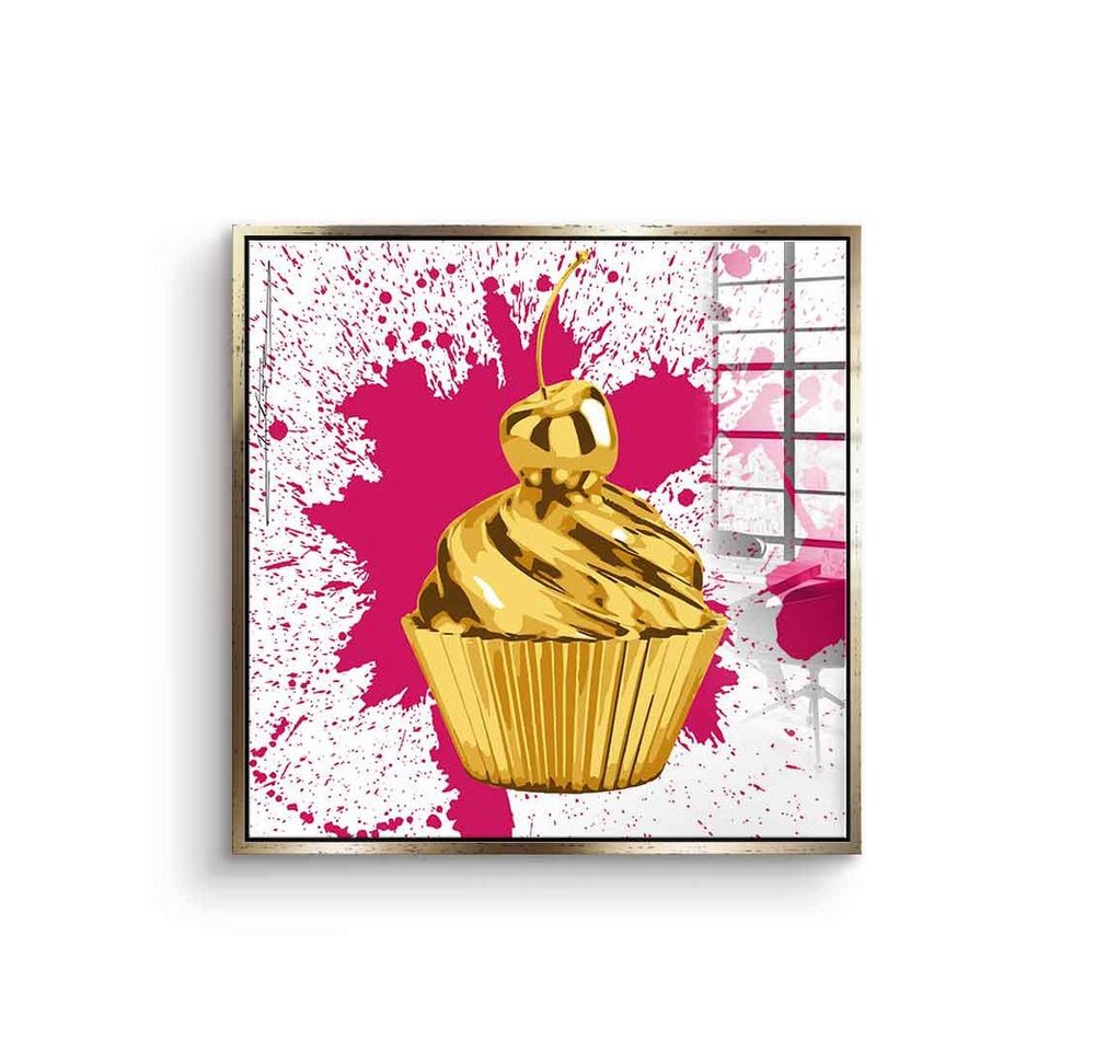 DOTCOMCANVAS® Acrylglasbild Cupcake Splash - Acrylglas, Acrylglasbild Cupcake Splash Kuchen Pop Art quadratisch square von Dotcomcanvas