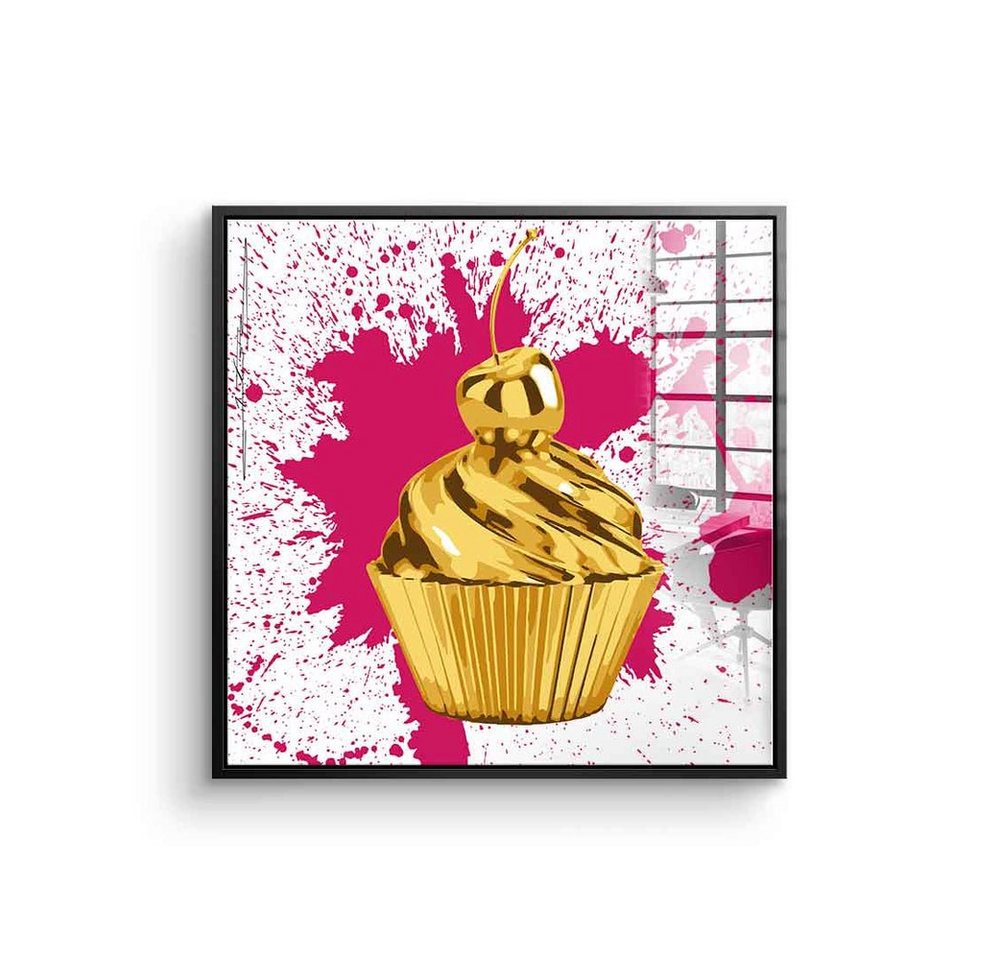 DOTCOMCANVAS® Acrylglasbild Cupcake Splash - Acrylglas, Acrylglasbild Cupcake Splash Kuchen Pop Art quadratisch square von Dotcomcanvas