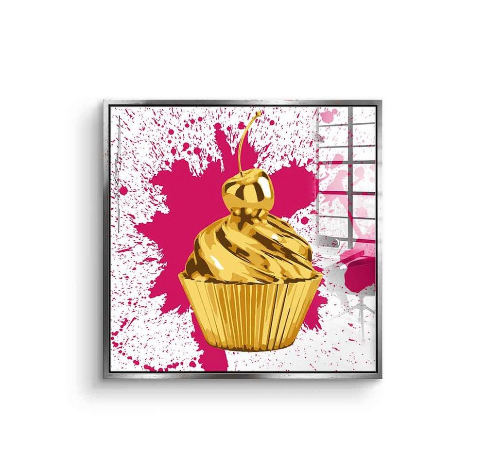 DOTCOMCANVAS® Acrylglasbild Cupcake Splash - Acrylglas, Acrylglasbild Cupcake Splash Kuchen Pop Art quadratisch square von Dotcomcanvas