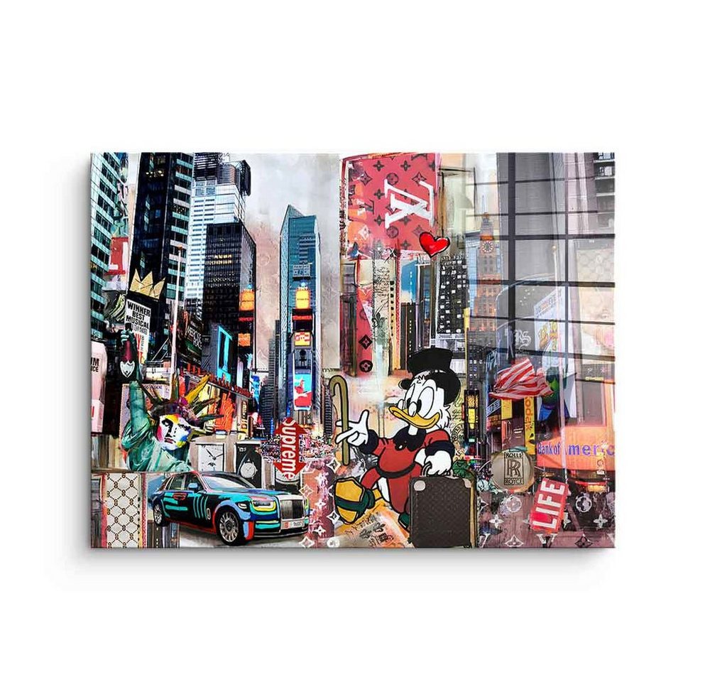 DOTCOMCANVAS® Acrylglasbild Dagobert in New York City - Acrylglas, Acrylglasbild Dagobert Duck in New York City Comic Streetart ModernArt von Dotcomcanvas
