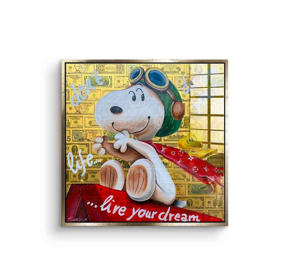 DOTCOMCANVAS® Acrylglasbild Dont Dream your Life - Acrylglas, Acrylglasbild Dont Dream your Life Motivation Zitat Snoopy comic von Dotcomcanvas