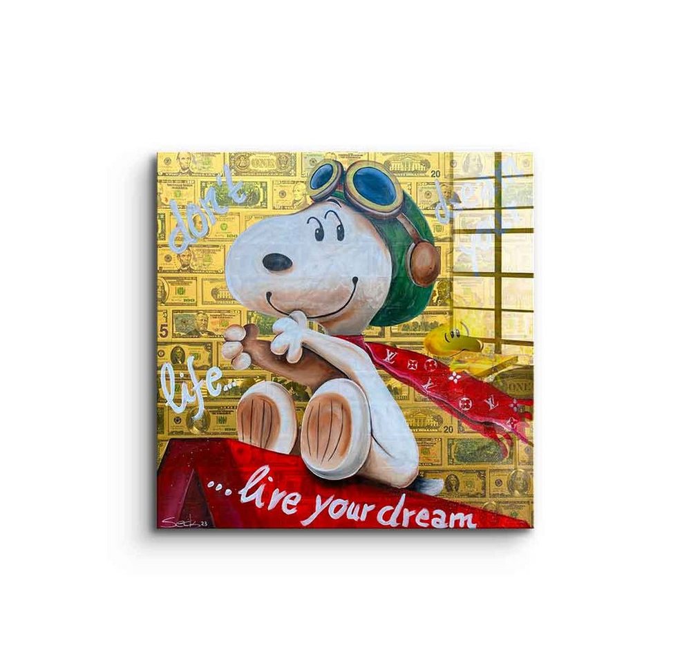 DOTCOMCANVAS® Acrylglasbild Dont Dream your Life - Acrylglas, Acrylglasbild Dont Dream your Life Motivation Zitat Snoopy comic von Dotcomcanvas