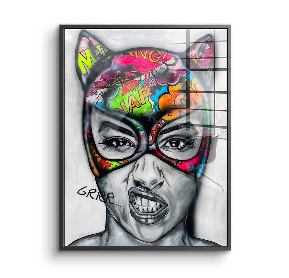 DOTCOMCANVAS® Acrylglasbild Grrr - Acrylglas, Acrylglasbild Catwoman Pop Art Comic Porträt Grrr hochkant von Dotcomcanvas