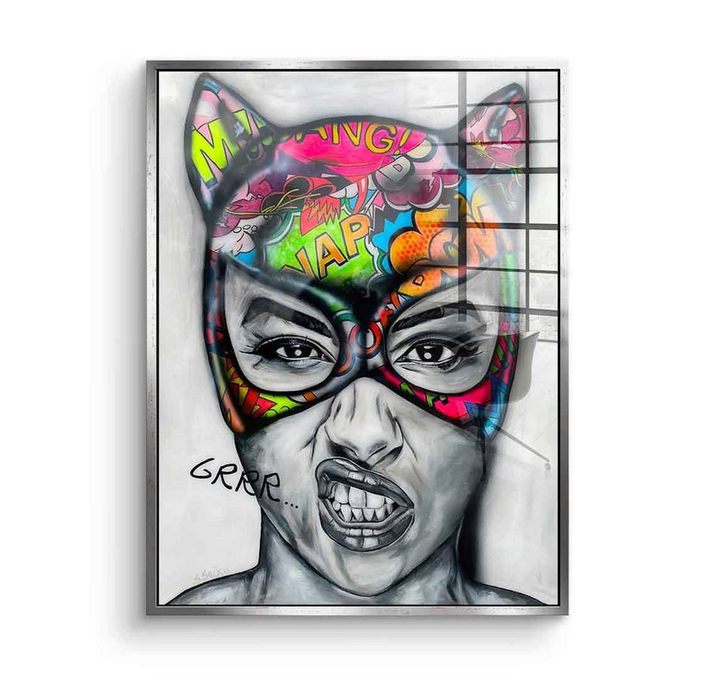 DOTCOMCANVAS® Acrylglasbild Grrr - Acrylglas, Acrylglasbild Catwoman Pop Art Comic Porträt Grrr hochkant von Dotcomcanvas