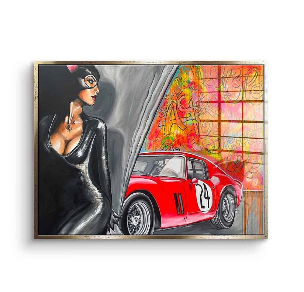 DOTCOMCANVAS® Acrylglasbild GTO - Acrylglas, Acrylglasbild GTO Auto catwoman street art Pop Art rot schwarz quer von Dotcomcanvas