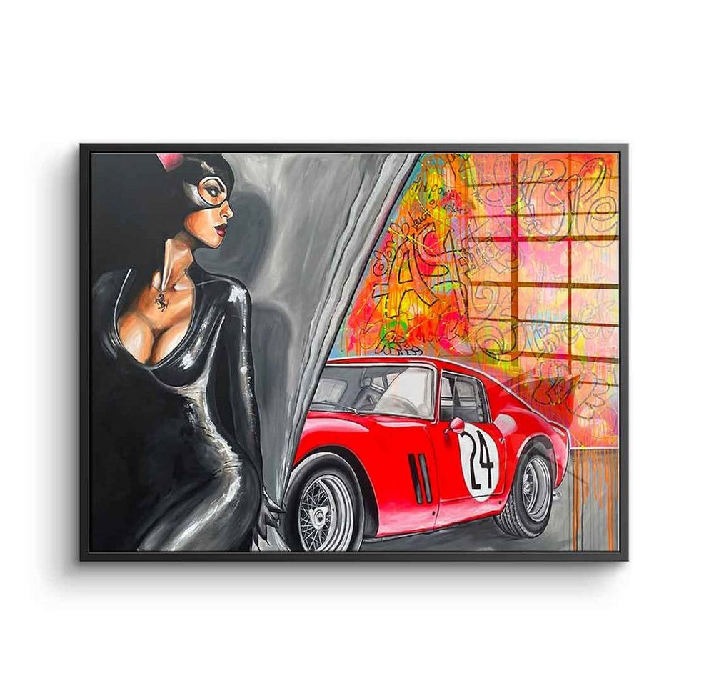 DOTCOMCANVAS® Acrylglasbild GTO - Acrylglas, Acrylglasbild GTO Auto catwoman street art Pop Art rot schwarz quer von Dotcomcanvas