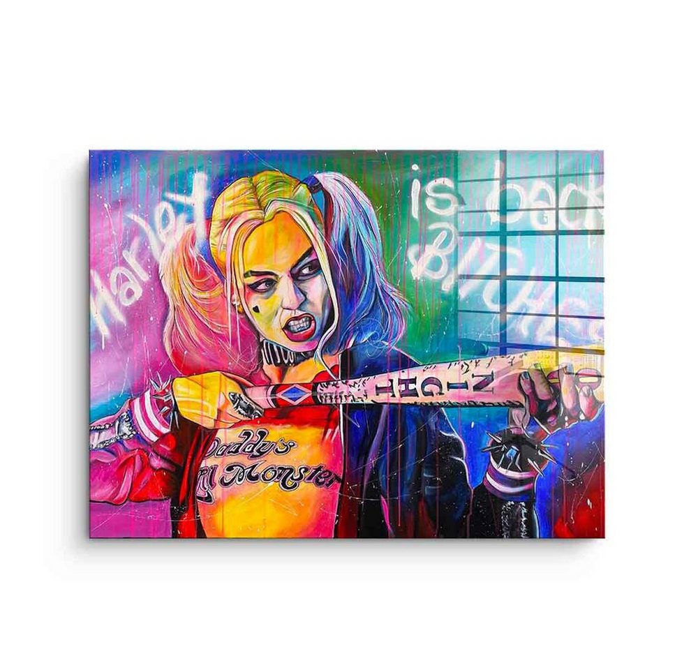 DOTCOMCANVAS® Acrylglasbild Harley is back - Acrylglas, Acrylglasbild Harley Quinn Porträt Harley is back Pop Art quer von Dotcomcanvas