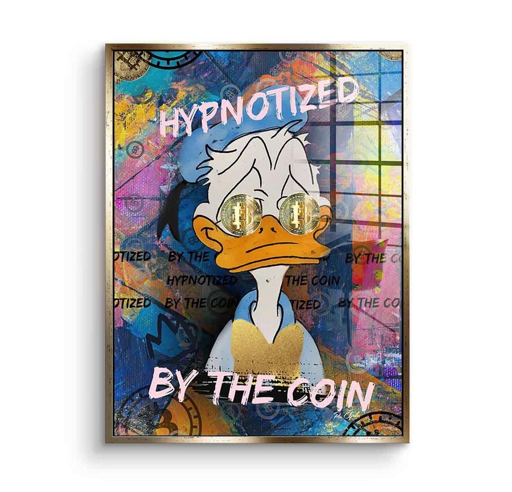 DOTCOMCANVAS® Acrylglasbild Hyptnotized - Acrylglas, Acrylglasbild Bitcoin krypto Duck Hyptnotized Pop Art Comic von Dotcomcanvas
