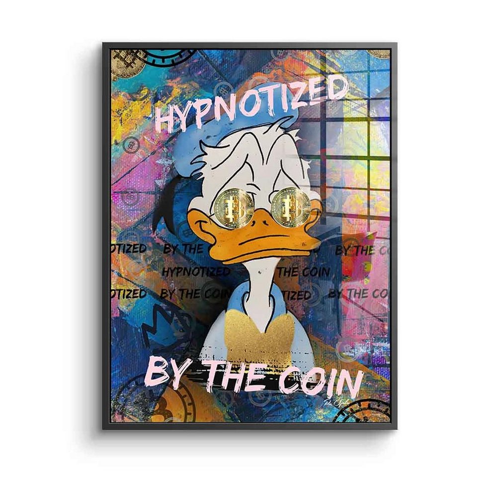 DOTCOMCANVAS® Acrylglasbild Hyptnotized - Acrylglas, Acrylglasbild Bitcoin krypto Duck Hyptnotized Pop Art Comic von Dotcomcanvas