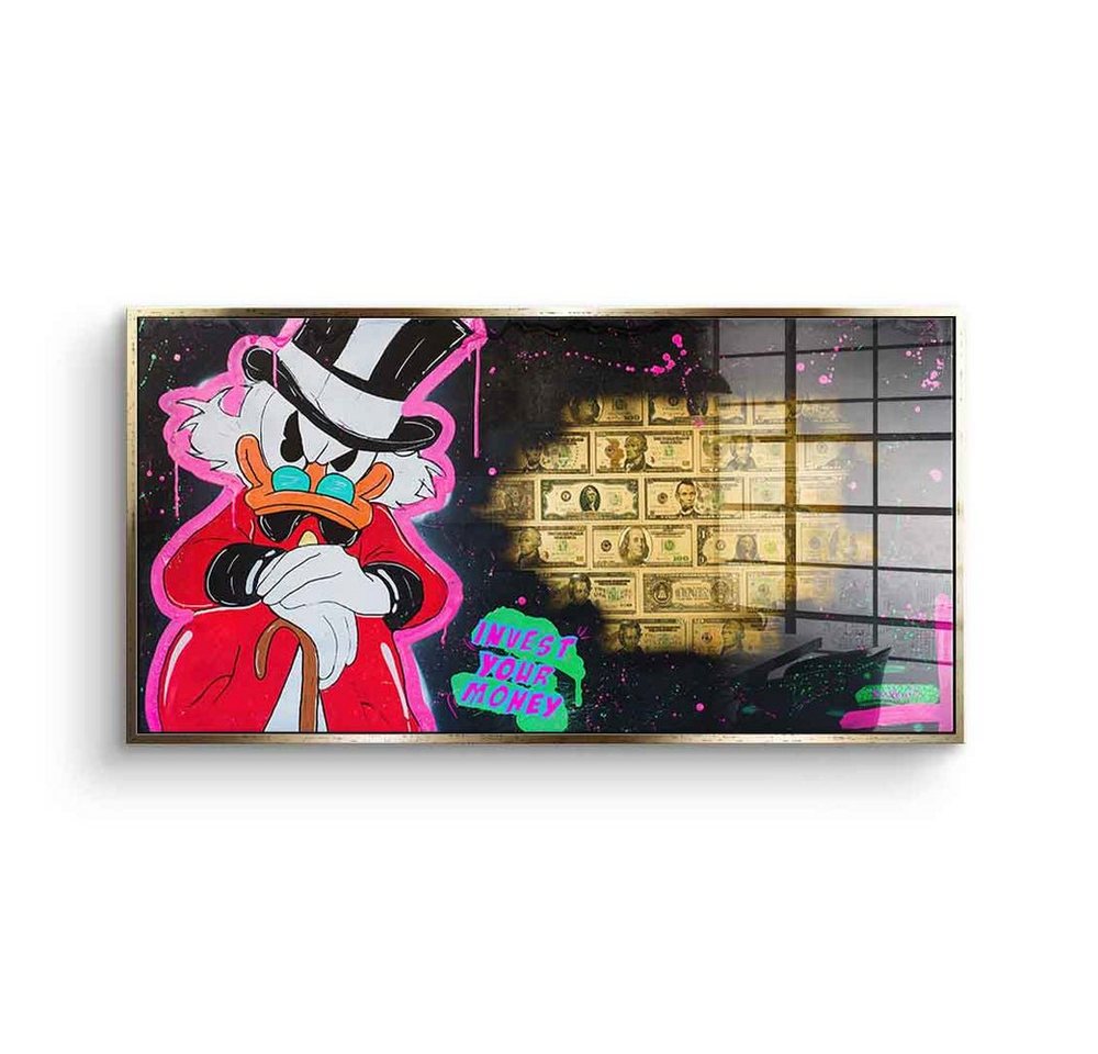 DOTCOMCANVAS® Acrylglasbild Invest your money - Acrylglas, Acrylglasbild Invest your money Dagobert Duck Hustle Geld Comic Art von Dotcomcanvas