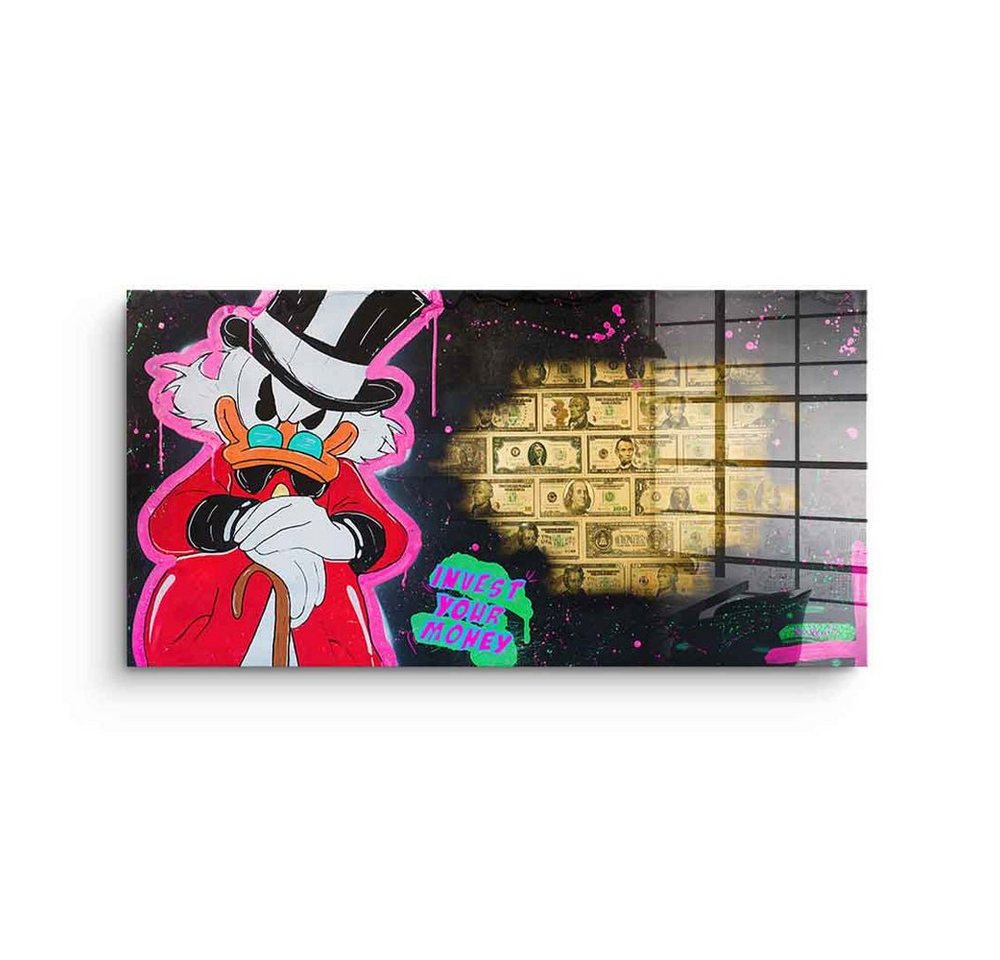 DOTCOMCANVAS® Acrylglasbild Invest your money - Acrylglas, Acrylglasbild Invest your money Dagobert Duck Hustle Geld Comic Art von Dotcomcanvas