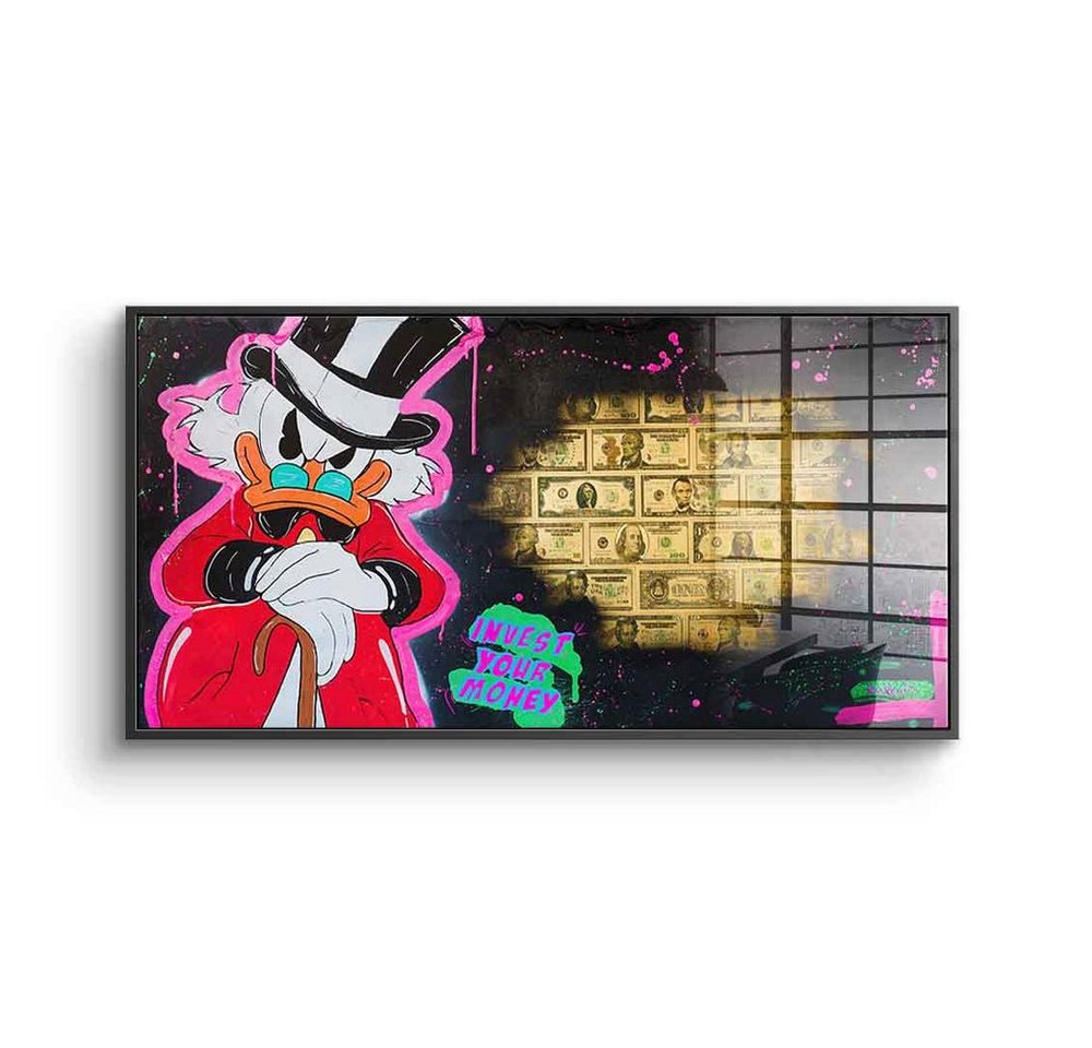 DOTCOMCANVAS® Acrylglasbild Invest your money - Acrylglas, Acrylglasbild Invest your money Dagobert Duck Hustle Geld Comic Art von Dotcomcanvas