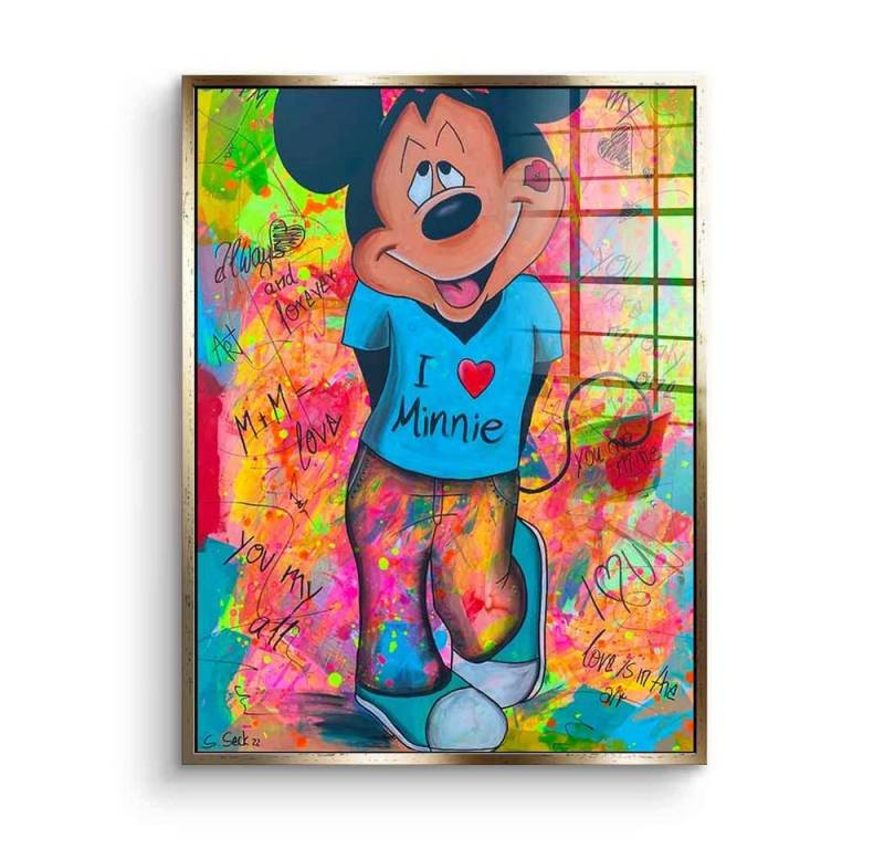 DOTCOMCANVAS® Acrylglasbild Mickey Loves Minni - Acrylglas, Acrylglasbild Micky Maus Mickey Mickey Loves Minni Pop Art comic von Dotcomcanvas