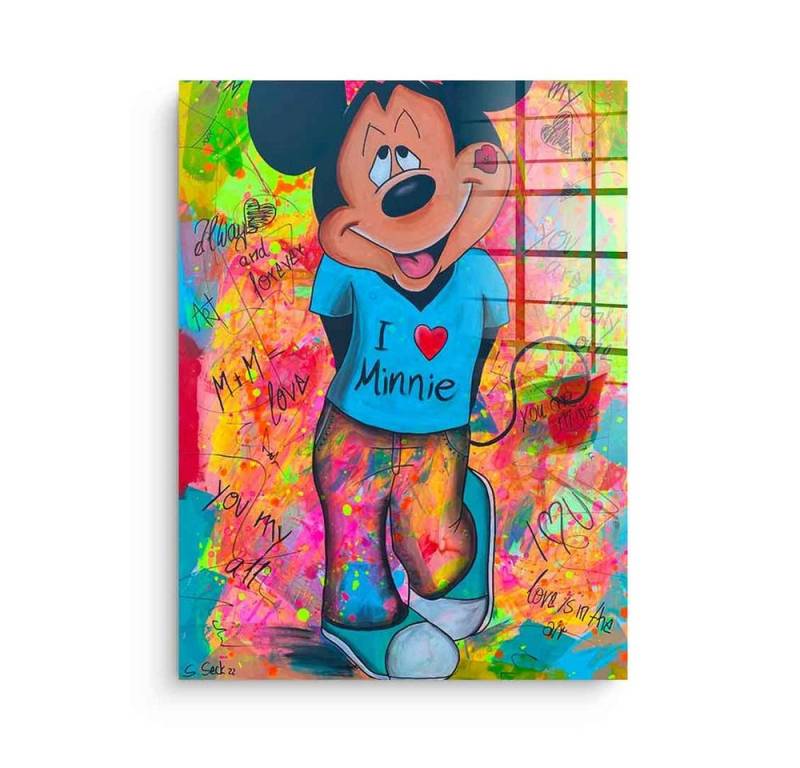 DOTCOMCANVAS® Acrylglasbild Mickey Loves Minni - Acrylglas, Acrylglasbild Micky Maus Mickey Mickey Loves Minni Pop Art comic von Dotcomcanvas