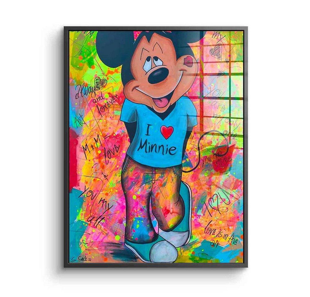 DOTCOMCANVAS® Acrylglasbild Mickey Loves Minni - Acrylglas, Acrylglasbild Micky Maus Mickey Mickey Loves Minni Pop Art comic von Dotcomcanvas