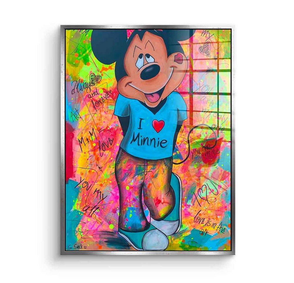 DOTCOMCANVAS® Acrylglasbild Mickey Loves Minni - Acrylglas, Acrylglasbild Micky Maus Mickey Mickey Loves Minni Pop Art comic von Dotcomcanvas