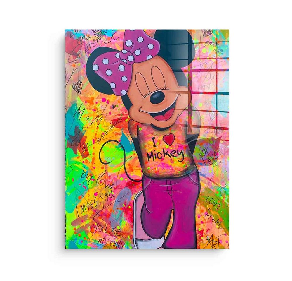 DOTCOMCANVAS® Acrylglasbild Minni Loves Mickey - Acrylglas, Acrylglasbild Minni Loves Mickey Mouse Micky Maus Pop Art comic von Dotcomcanvas