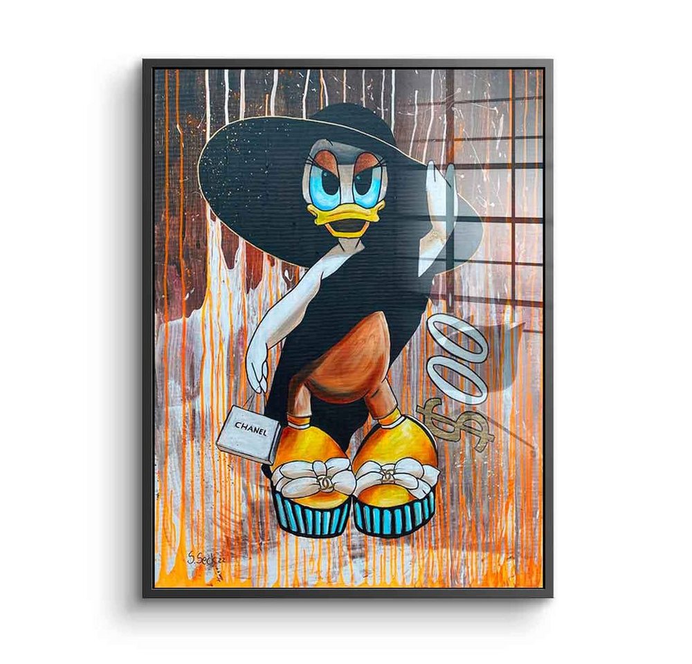 DOTCOMCANVAS® Acrylglasbild Money is not Enough - Acrylglas, Acrylglasbild Daisy Duck Money is not Enough Pop Art comic Porträt von Dotcomcanvas