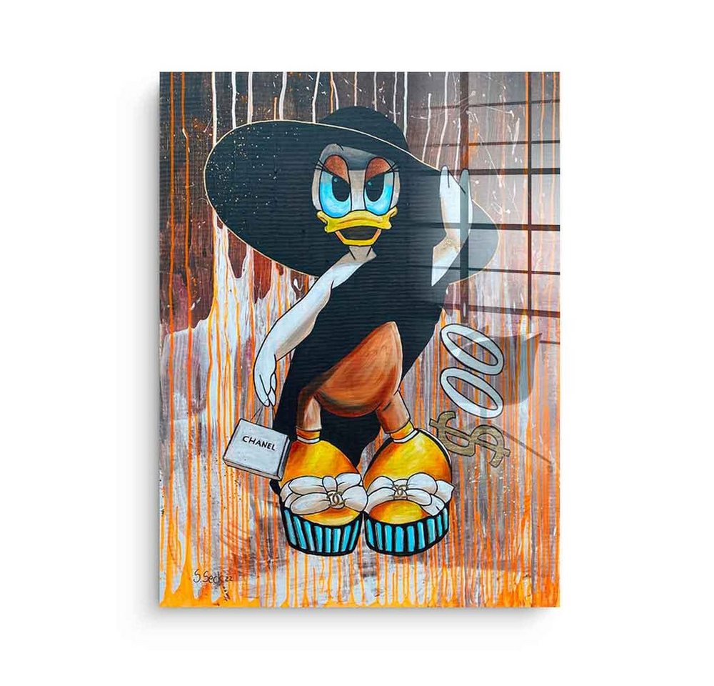 DOTCOMCANVAS® Acrylglasbild Money is not Enough - Acrylglas, Acrylglasbild Daisy Duck Money is not Enough Pop Art comic Porträt von Dotcomcanvas