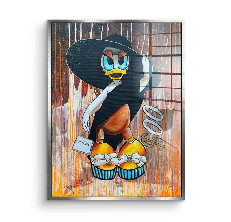 DOTCOMCANVAS® Acrylglasbild Money is not Enough - Acrylglas, Acrylglasbild Daisy Duck Money is not Enough Pop Art comic Porträt von Dotcomcanvas