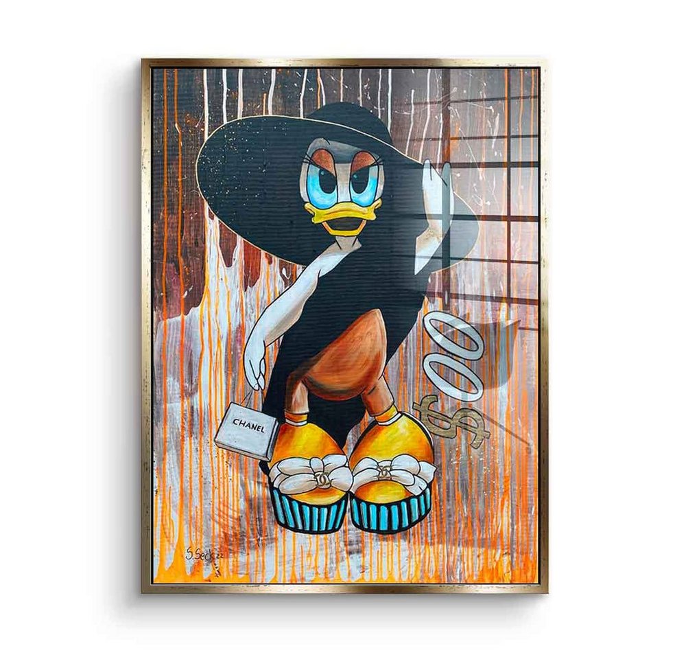 DOTCOMCANVAS® Acrylglasbild Money is not Enough - Acrylglas, Acrylglasbild Daisy Duck Money is not Enough Pop Art comic Porträt von Dotcomcanvas