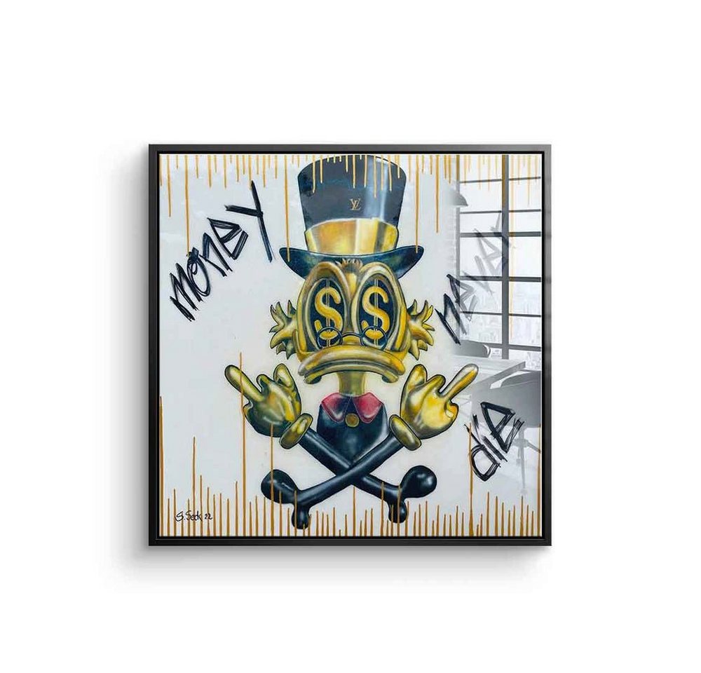 DOTCOMCANVAS® Acrylglasbild Money never die - Acrylglas, Acrylglasbild Dagobert Duck Money never die Geld weiß gold square von Dotcomcanvas