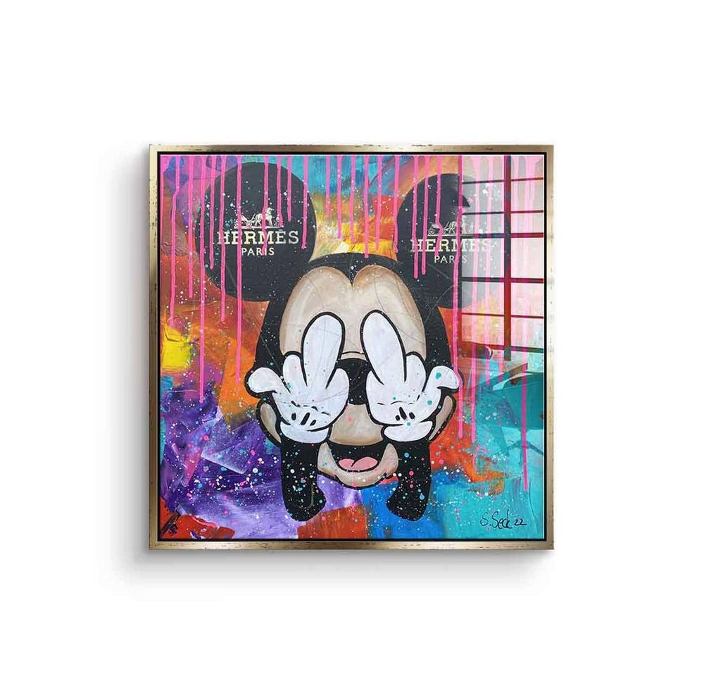 DOTCOMCANVAS® Acrylglasbild Mickey Hermes - Acrylglas, Acrylglasbild Micky Maus Mickey Mouse Hermes Pop Art comic square von Dotcomcanvas