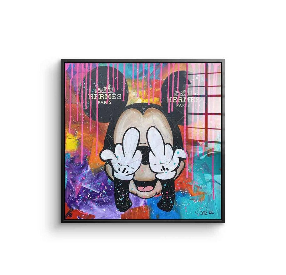 DOTCOMCANVAS® Acrylglasbild Mickey Hermes - Acrylglas, Acrylglasbild Micky Maus Mickey Mouse Hermes Pop Art comic square von Dotcomcanvas