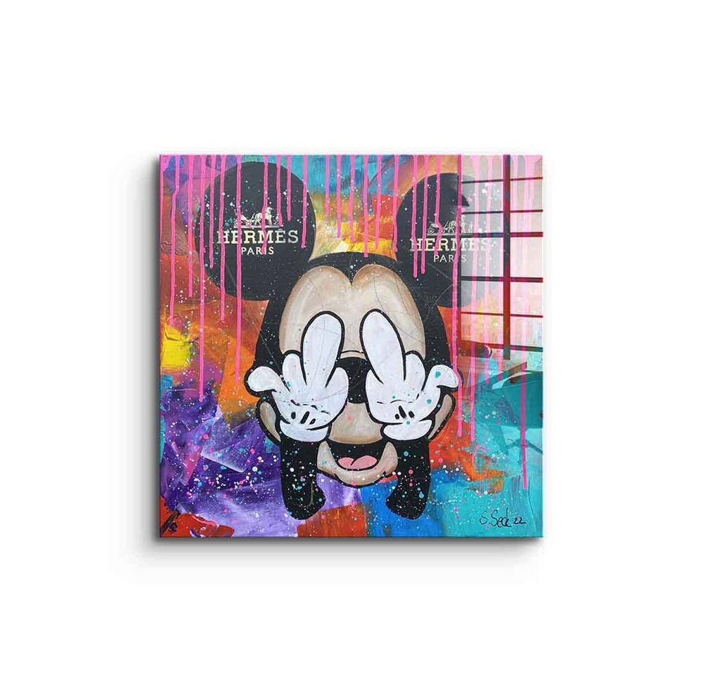 DOTCOMCANVAS® Acrylglasbild Mickey Hermes - Acrylglas, Acrylglasbild Micky Maus Mickey Mouse Hermes Pop Art comic square von Dotcomcanvas