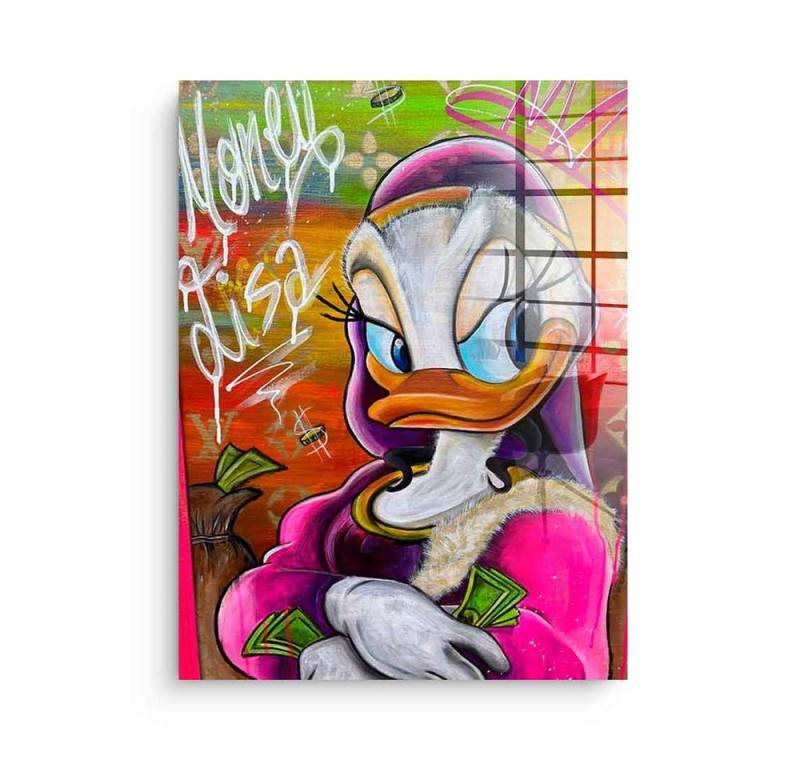 DOTCOMCANVAS® Acrylglasbild Money Lisa 2.0 - Acrylglas, Acrylglasbild Money Lisa Duck Comic Porträt Daisy Duck Mona Lisa von Dotcomcanvas
