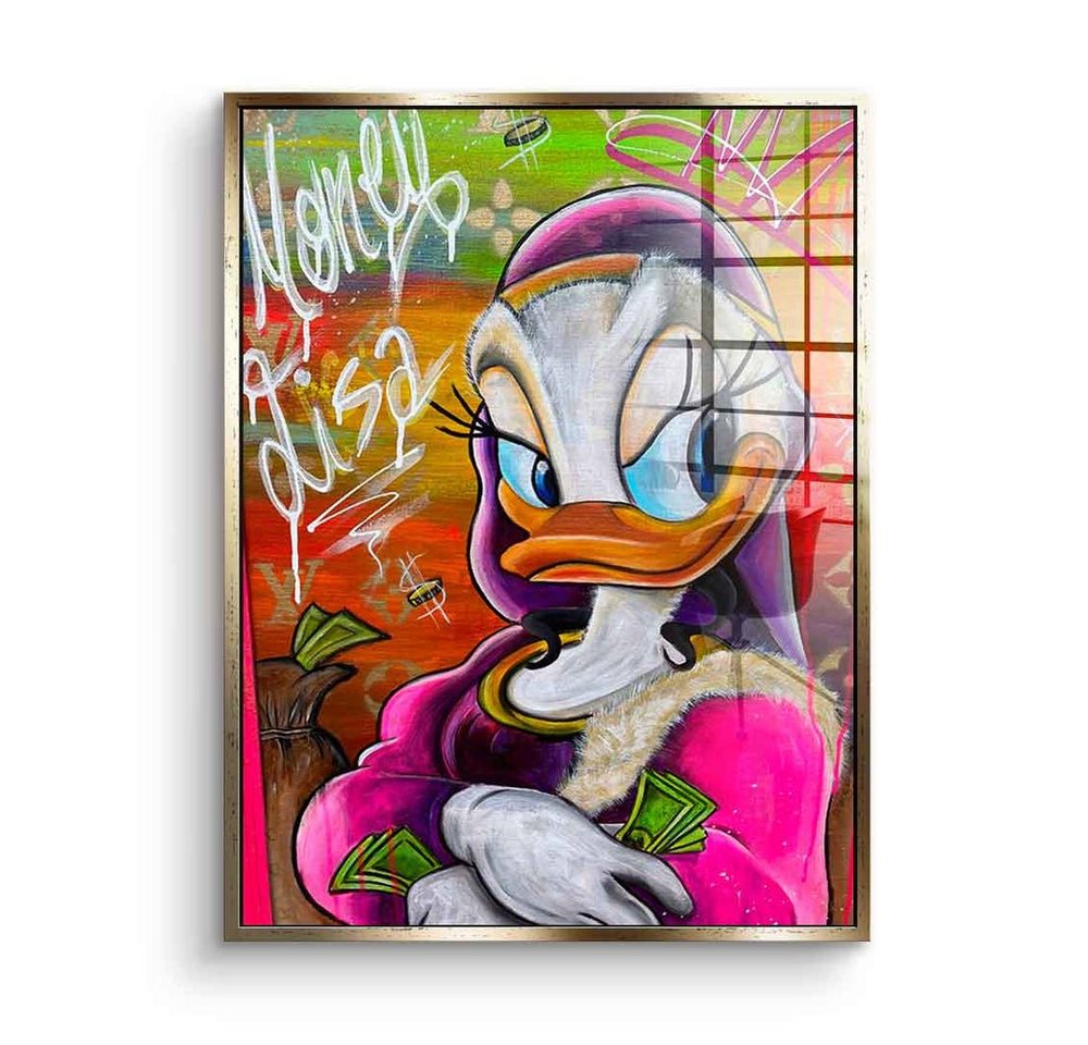 DOTCOMCANVAS® Acrylglasbild Money Lisa 2.0 - Acrylglas, Acrylglasbild Money Lisa Duck Comic Porträt Daisy Duck Mona Lisa von Dotcomcanvas