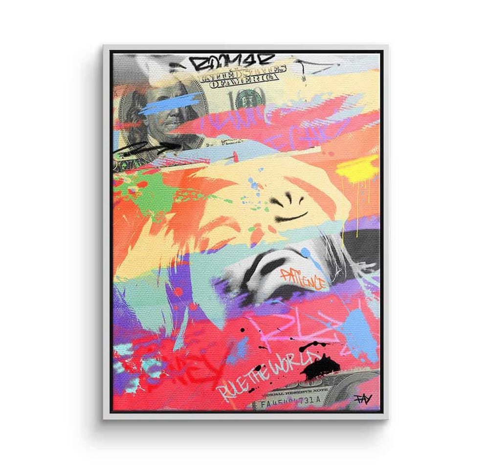 DOTCOMCANVAS® Leinwandbild Wealthy, Leinwandbild Wealthy Dollar Bill Pop Art Graffiti Porträt Geld von Dotcomcanvas